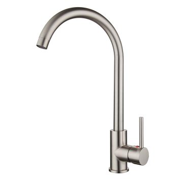 Manufacturer cheap Single Handle Stainless Steel Water Mixer Tap Chrome Surface Kitchen Faucet